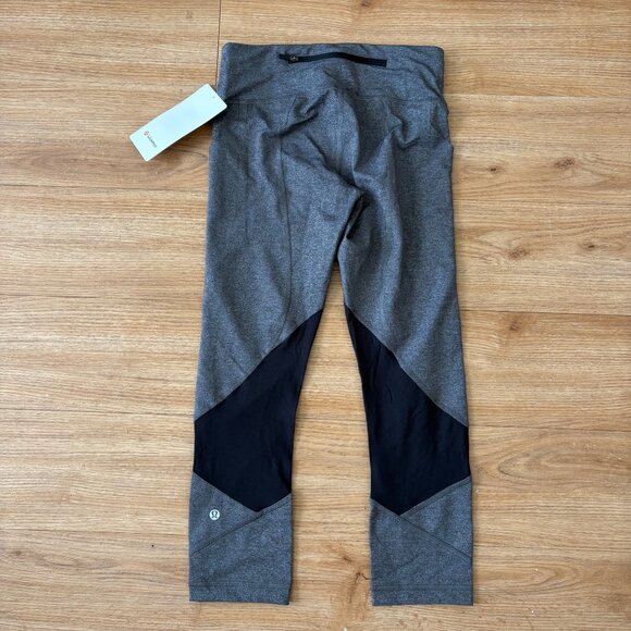 Lululemon Athletic Pace Rival MR Crop Yoga Pants 22” Heathered Black NWT Sz 4 - Picture 2 of 8